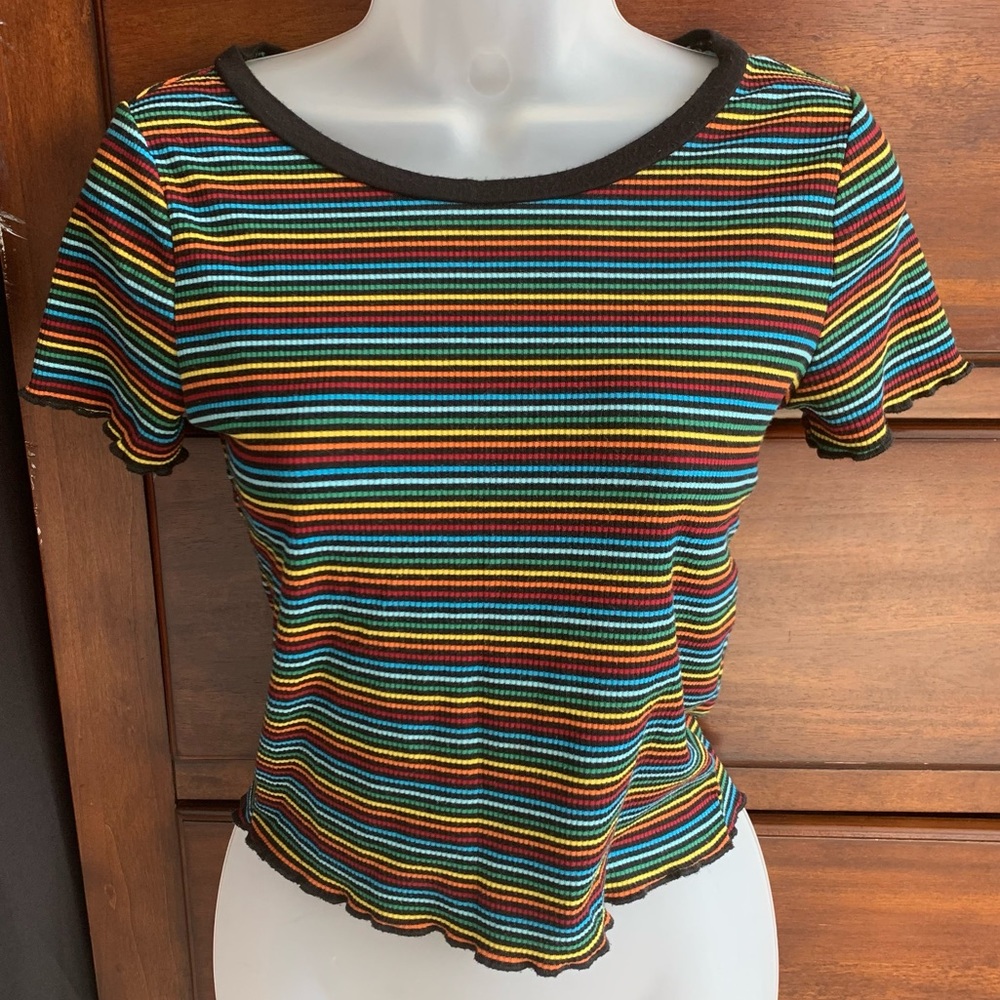 LOVE WINS - Rainbow Striped Cropped Tee